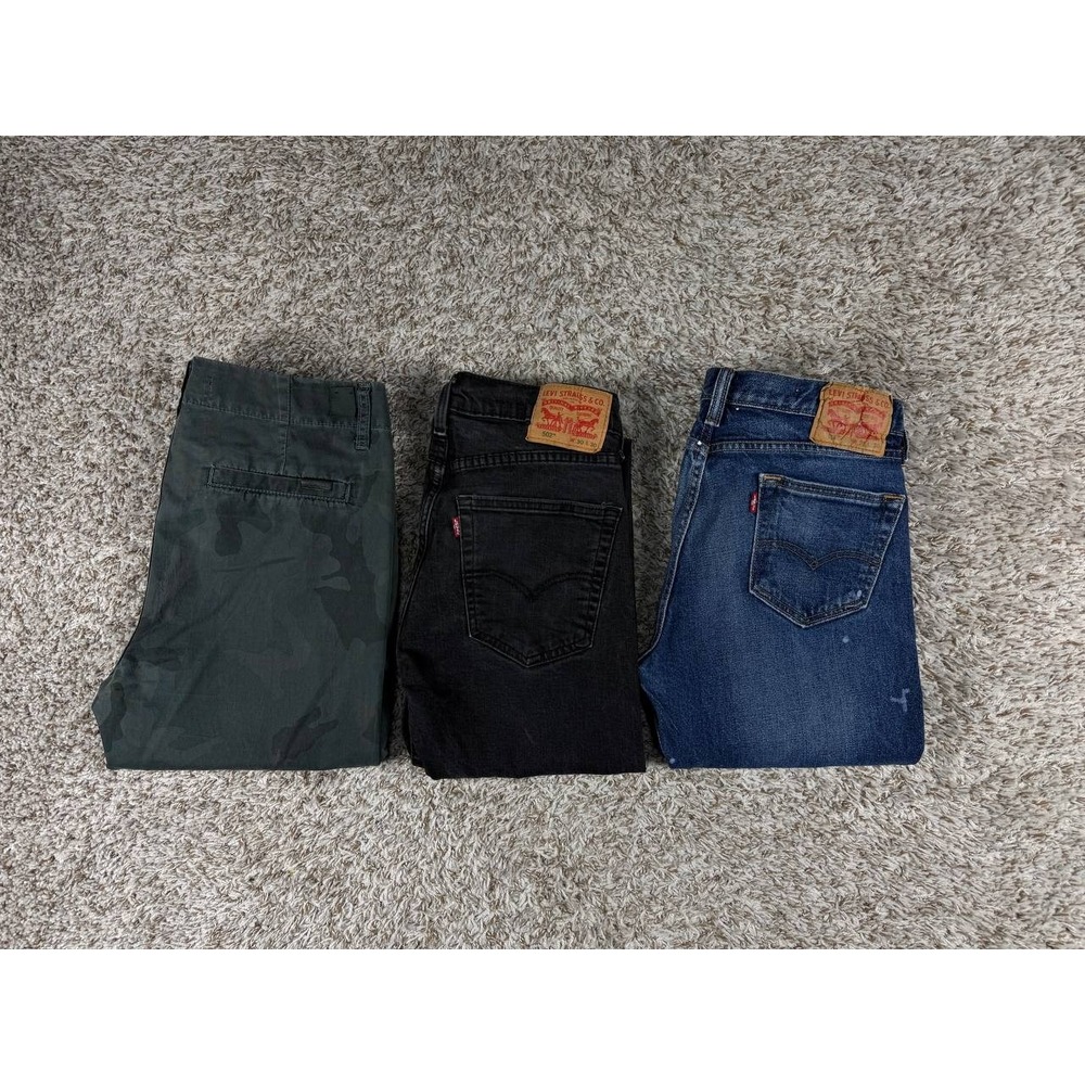 Lot of 3 Levi's & Joe's Men's Jeans & Pants Size 30x30 Black Blue Camo
